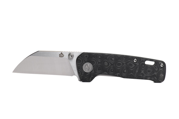 Kaviso x QSP Penguin Mini, Titanium Frame Lock, Satin S35VN Blade, Pocket Knife for EDC Every Day Carry with marbled carbon fiber