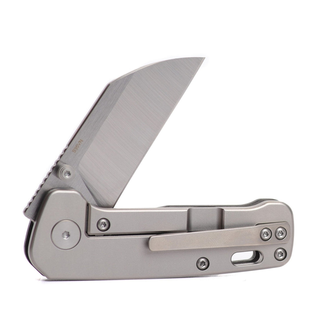 Kaviso x QSP Penguin Mini, Titanium Frame Lock, Satin S35VN Blade, Pocket Knife for EDC Every Day Carry