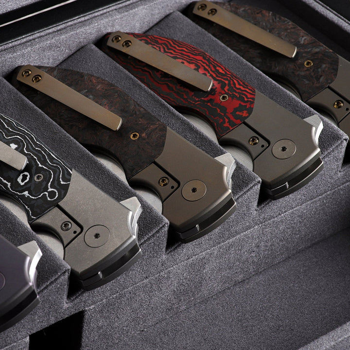 Kaviso x Kirby Raine Titanium Frame Lock Folding Knife with FatCarbon Bolsters and S35VN Blade Steel