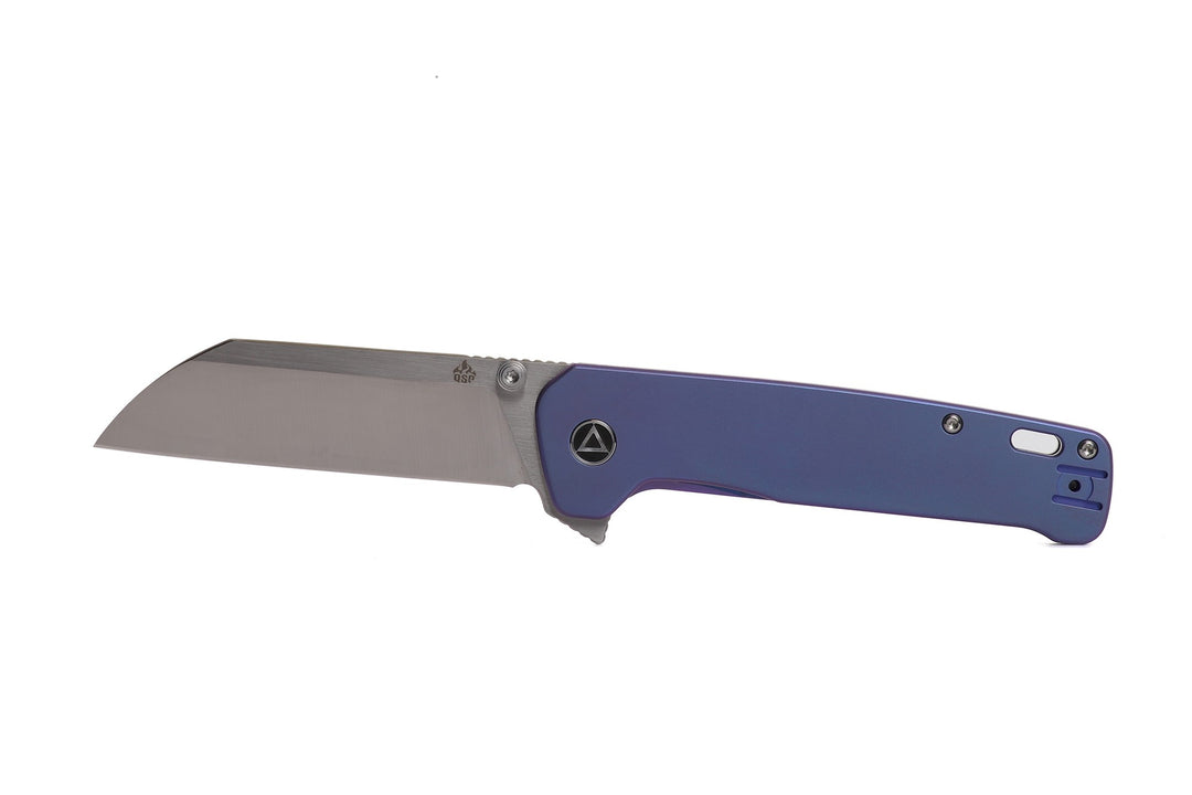 QSP Penguin Plus XL Folding Pocket Knife with CPM S20CV Satin blade and Purple Titanium Handle - Kaviso Exclusive