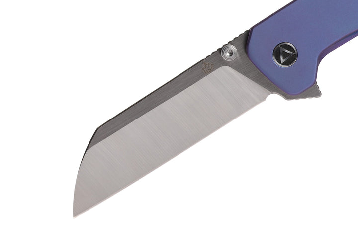 QSP Penguin Plus XL Folding Pocket Knife with CPM S20CV Satin blade and Purple Titanium Handle - Kaviso Exclusive