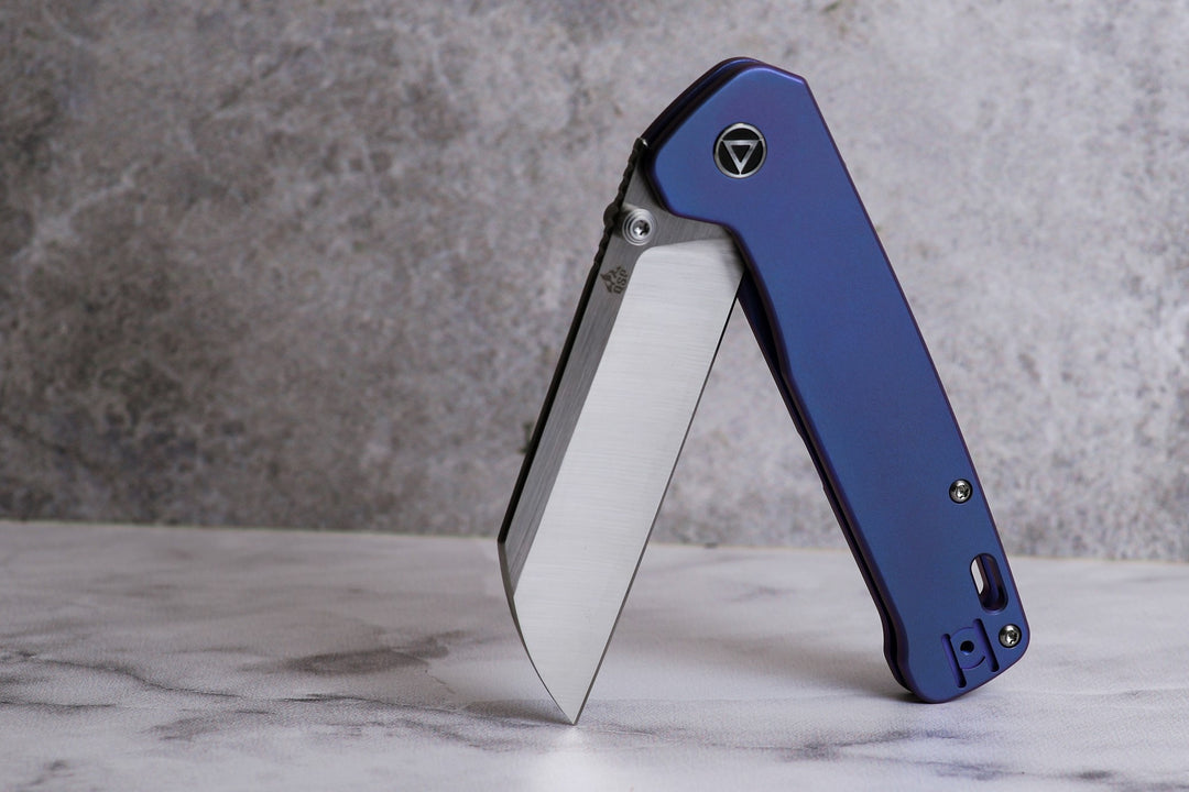 QSP Penguin Plus XL Folding Pocket Knife with CPM S20CV Satin blade and Purple Titanium Handle - Kaviso Exclusive