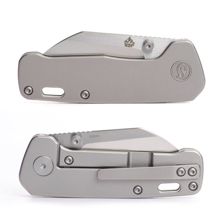 Kaviso x QSP Penguin Mini, Titanium Frame Lock, Satin S35VN Blade, Pocket Knife for EDC Every Day Carry