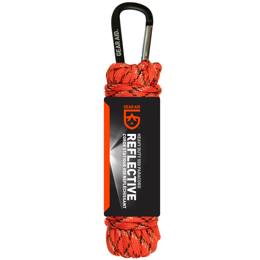 Gear Aid 80691 Reflective 550 Orange Paracord for camping, backpacking, hunting, strapping down multipurpose utility line