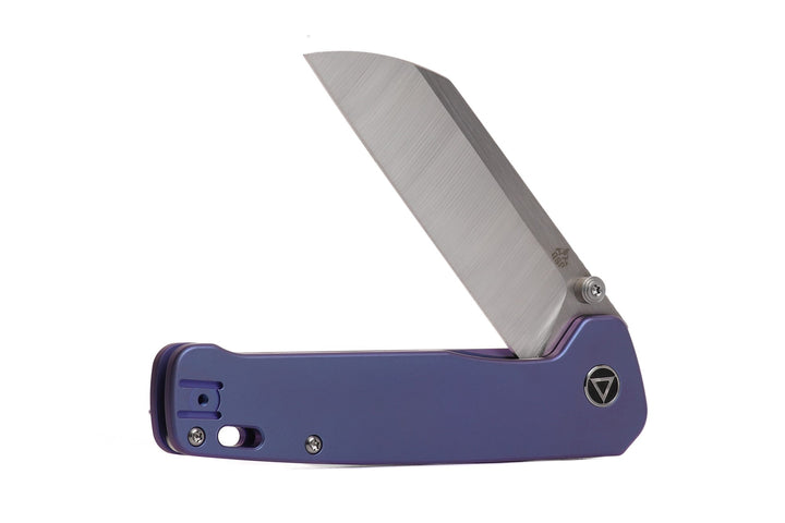 QSP Penguin Plus XL Folding Pocket Knife with CPM S20CV Satin blade and Purple Titanium Handle - Kaviso Exclusive