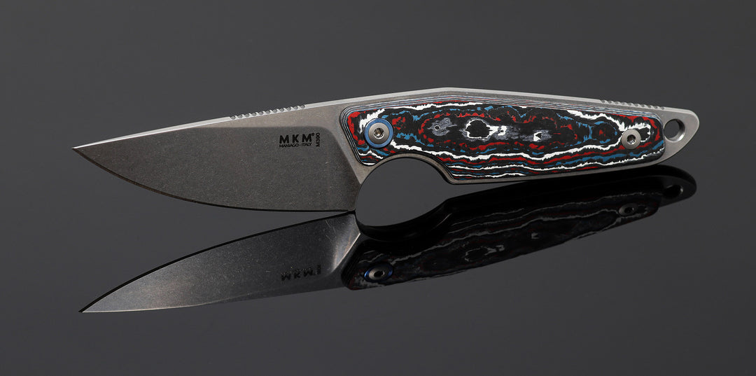 Kaviso x MKM Makro Drop Point Fixed Blade Knife with Fat Carbon Nebula Scales and M390 Stonewashed Blade by Jesper Vox