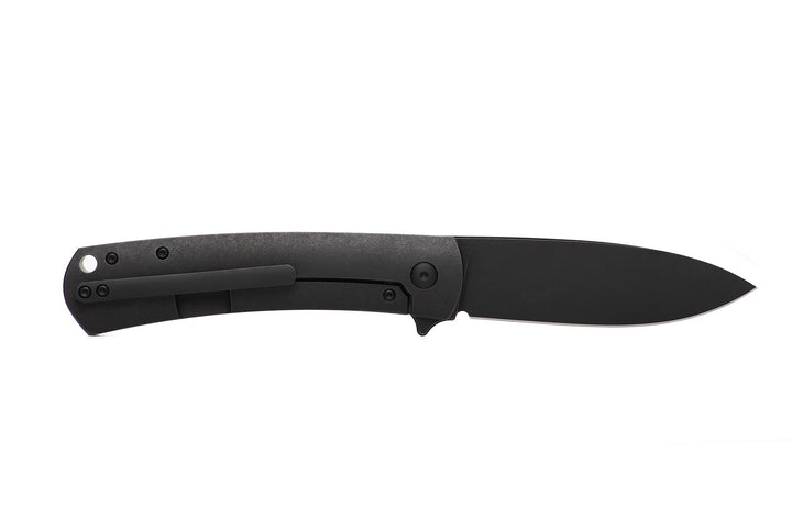 Kaviso x Laconico Keen CPM S35VN Folding Pocket Knife with Titanium Frame Lock Anodized Black Stonewashed with Flipper Tab Deployement