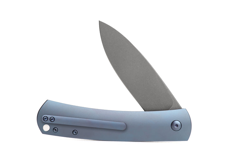 Kaviso x Laconico Keen CPM S35VN Folding Pocket Knife with Titanium Frame Lock with Flipper Tab Deployment Left Hand Blue