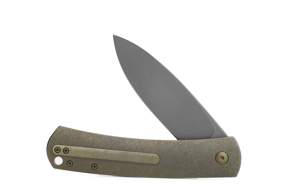 Kaviso x Laconico Keen CPM S35VN Folding Pocket Knife with Titanium Frame Lock with Flipper Tab Deployment Left Hand Bronze