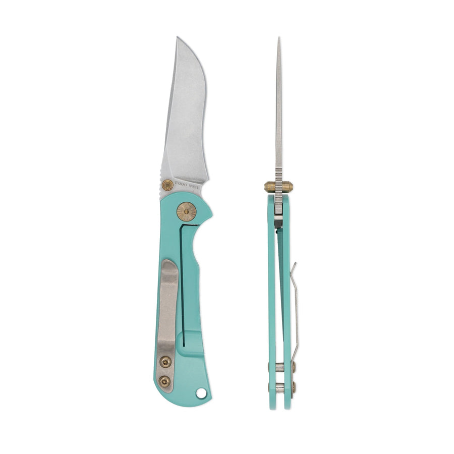 Toor Knives FL145R Chasm Teal Folding Knife with CPM 154 steel blade and 6AL-4V Titanium handles