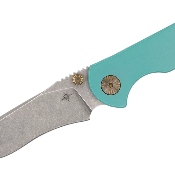 Toor Knives FL145R Chasm Teal Folding Knife with CPM 154 steel blade and 6AL-4V Titanium handles