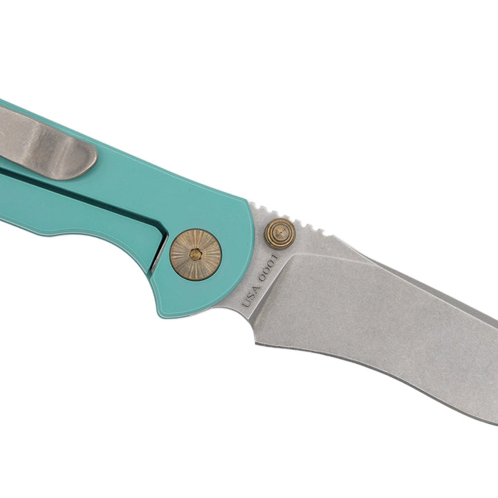Toor Knives FL145R Chasm Teal Folding Knife with CPM 154 steel blade and 6AL-4V Titanium handles