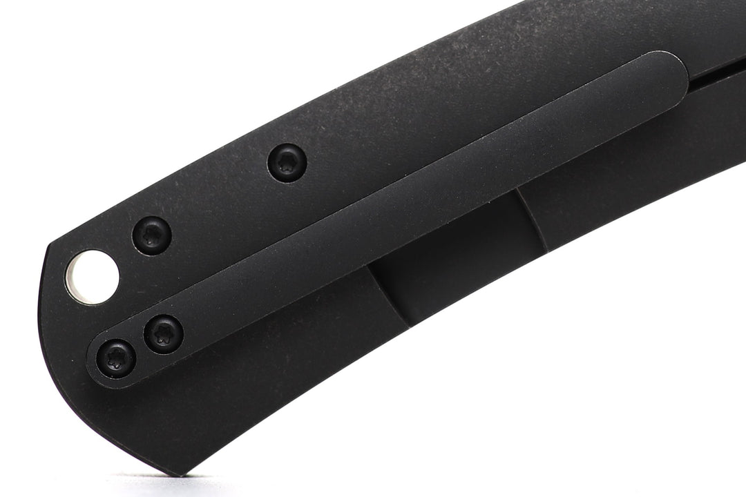 Kaviso x Laconico Keen CPM S35VN Folding Pocket Knife with Titanium Frame Lock Anodized Black Stonewashed with Flipper Tab Deployement
