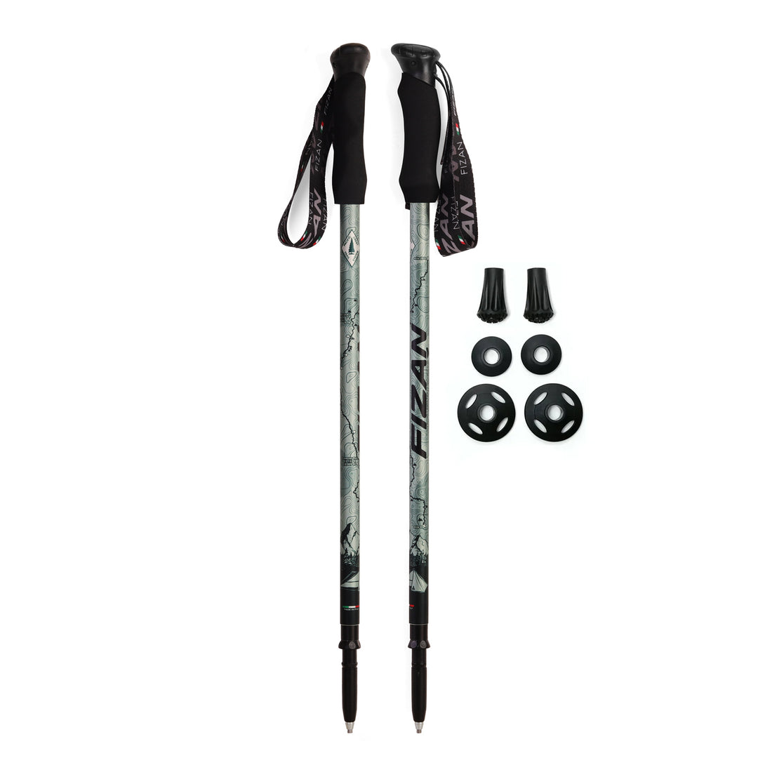 Kaviso x Fizan Ultralight Aluminum Compact 3 Trekking Poles - Pacific Crest Trail Edition - EVA Foam Grips
