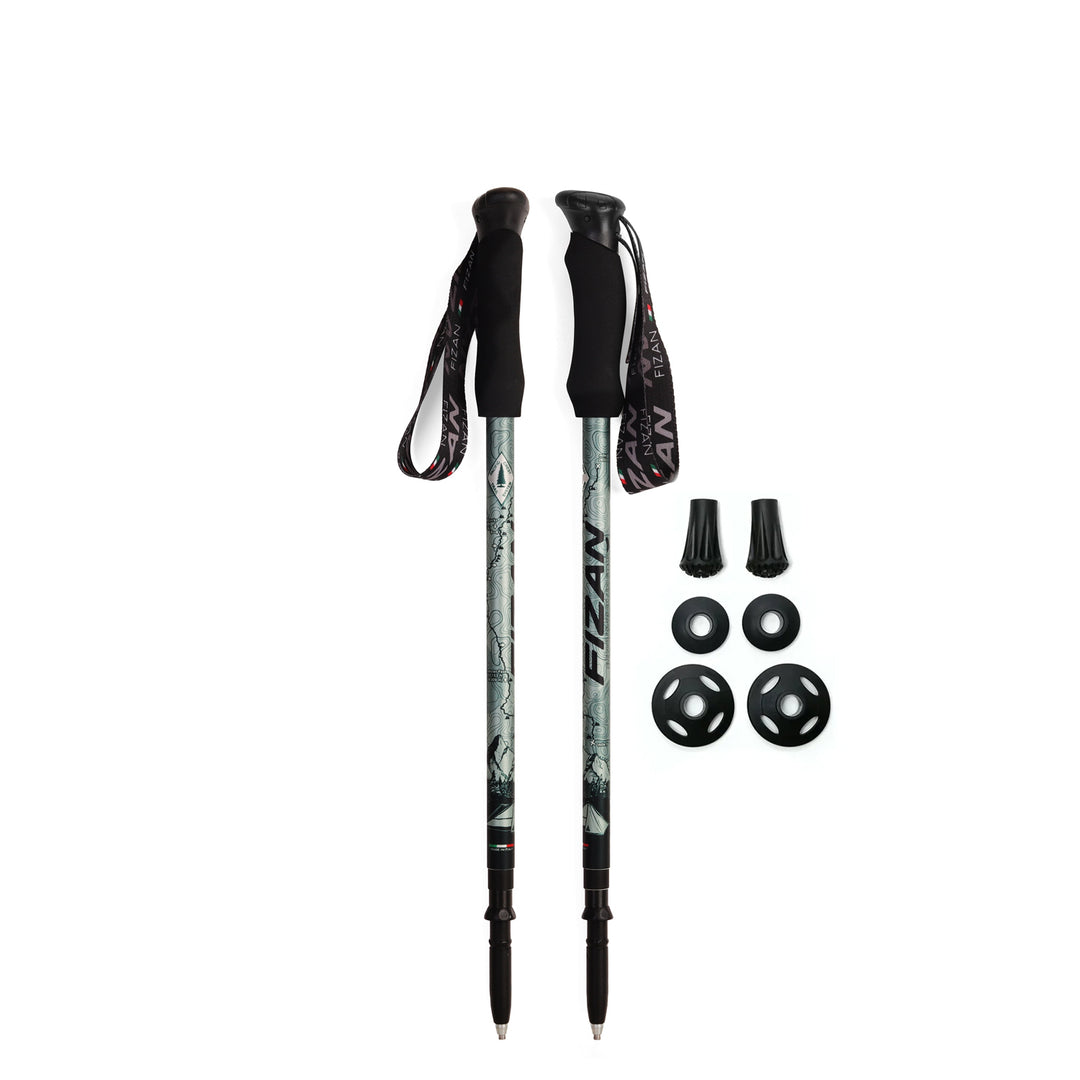 Kaviso x Fizan Ultralight Aluminum Compact 4 Trekking Poles - Pacific Crest Trail Edition - EVA Foam Grips