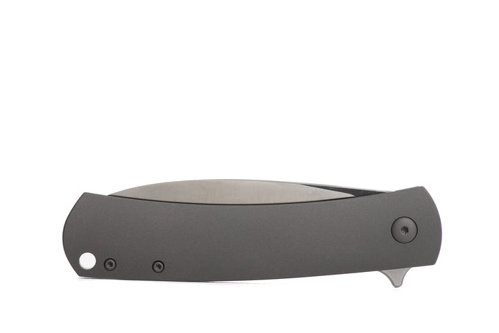 Kaviso x Laconico Keen CPM S35VN Folding Pocket Knife with Titanium Frame Lock Bead Blasted Grey with Flipper Tab Deployment