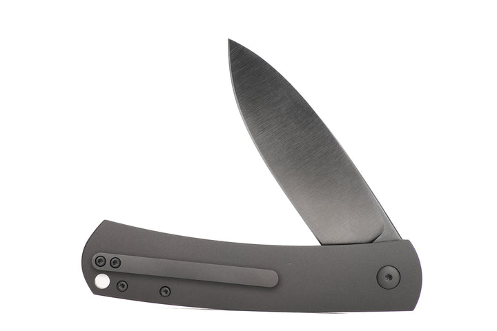 Kaviso x Laconico Keen CPM S35VN Folding Pocket Knife with Titanium Frame Lock with Flipper Tab Deployment Left Hand Grey