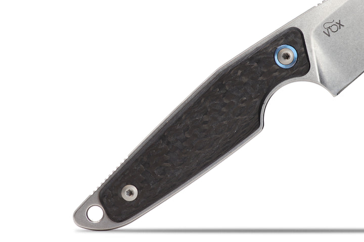 MKM MAKRO 1 Drop Point M390 Carbon Fiber Fixed Blade Knife with Leather Sheath by Jesper Vox