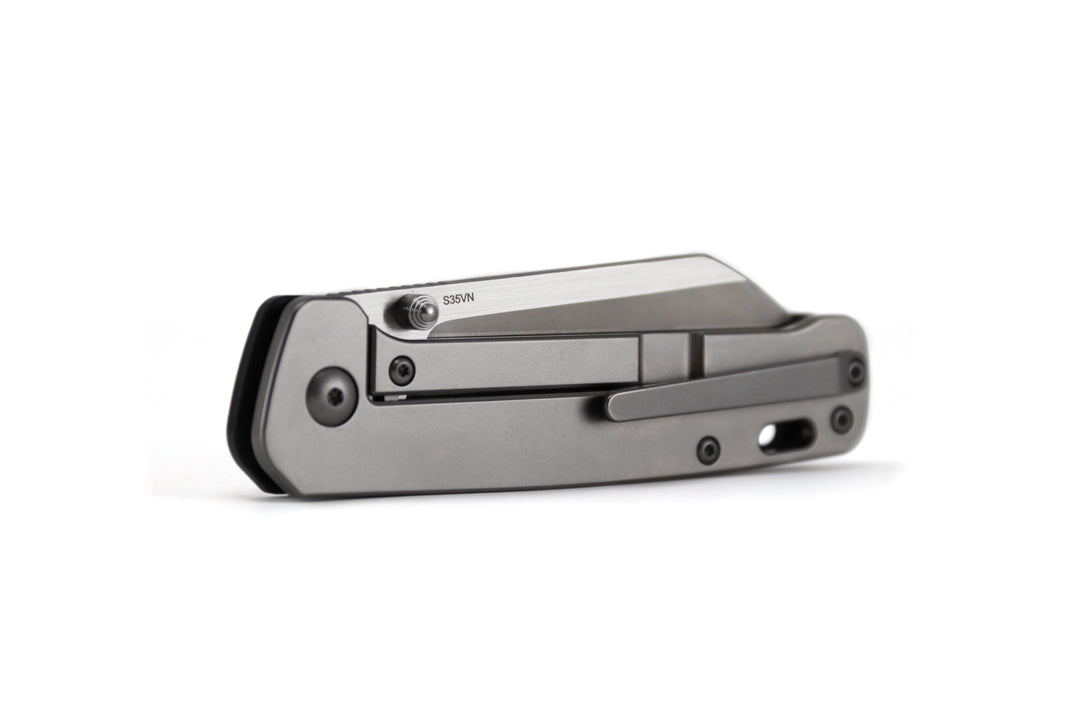QSP Penguin Titanium Frame Lock with S35VN - Marbled Carbon Fiber