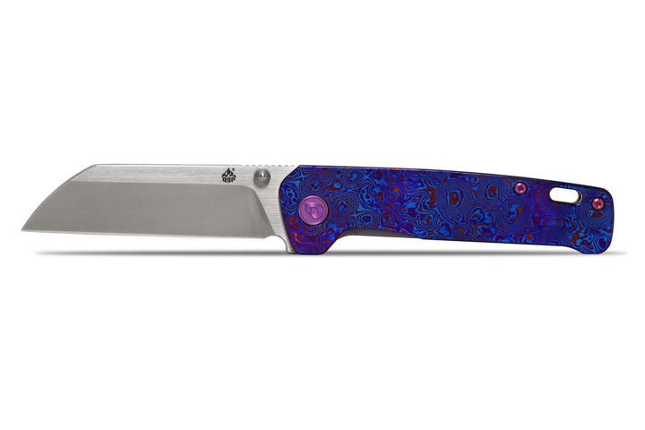 Drop + QSP Penguin Mokuti and Purple Titanium Frame Lock S35VN Folding Pocket Knife for Every Day Carry