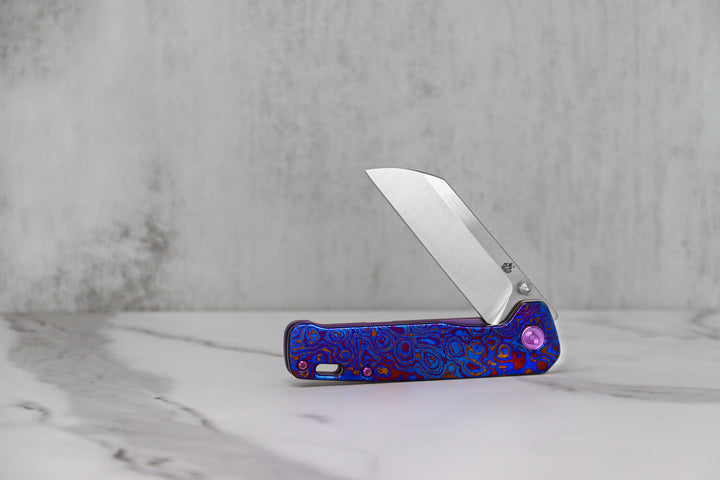 Drop + QSP Penguin Mokuti Titanium Frame Lock S35VN Folding Pocket Knife for Every Day Carry