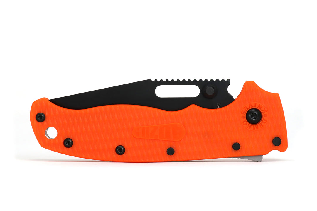 Demko AD 20.5 Shark Lock, Black DLC Blade, Orange Scales