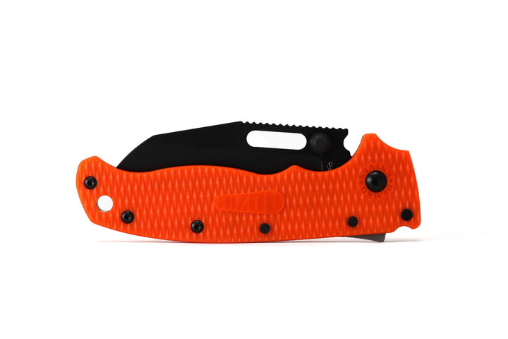 Demko AD 20.5 Shark Lock, Black DLC Blade, Orange Scales