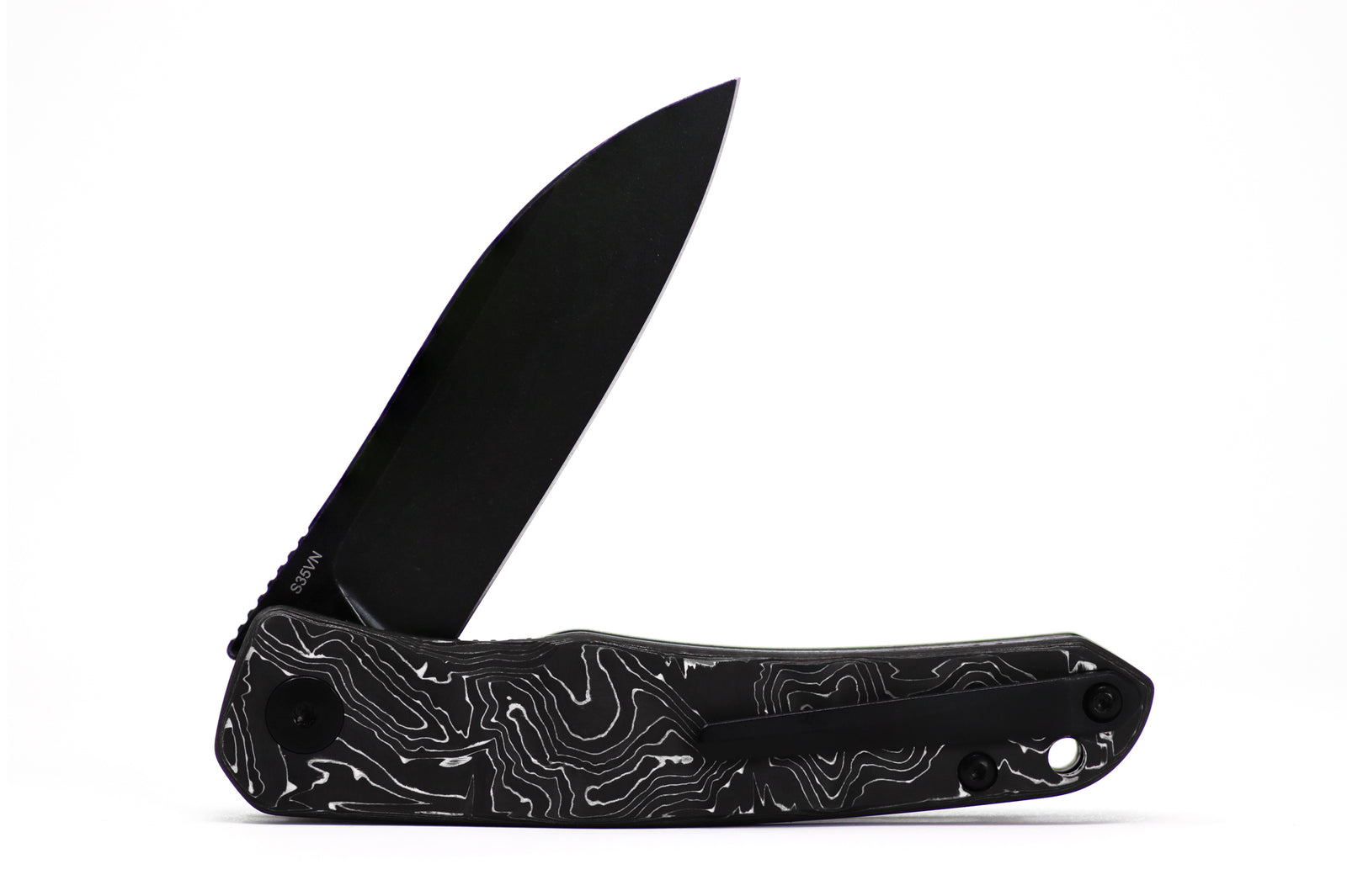 QSP Otter QS140-A2 Aluminum Foil S35VN folding Knife Black stonewashed blade EDC Every day Carry LInerlock Ceramic Bearings Kaviso