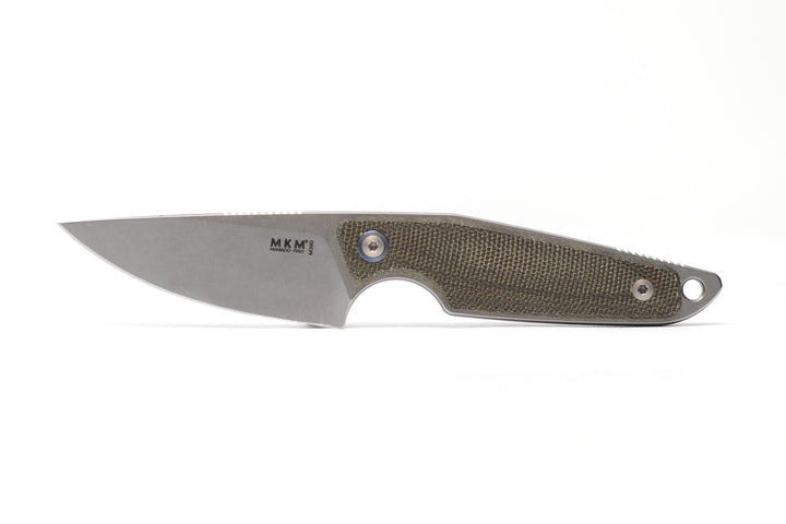 MKM MAKRO 1 Drop Point M390 Micarta Handle Fixed Blade Knife with Leather Sheath by Jesper Vox