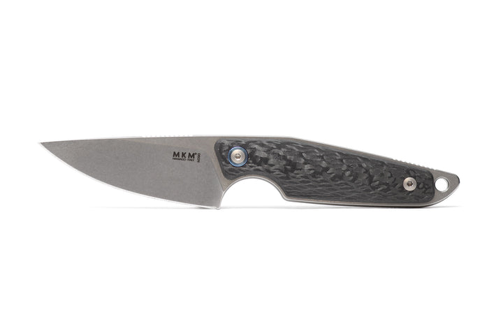 MKM MAKRO 1 Drop Point M390 Carbon Fiber Fixed Blade Knife with Leather Sheath