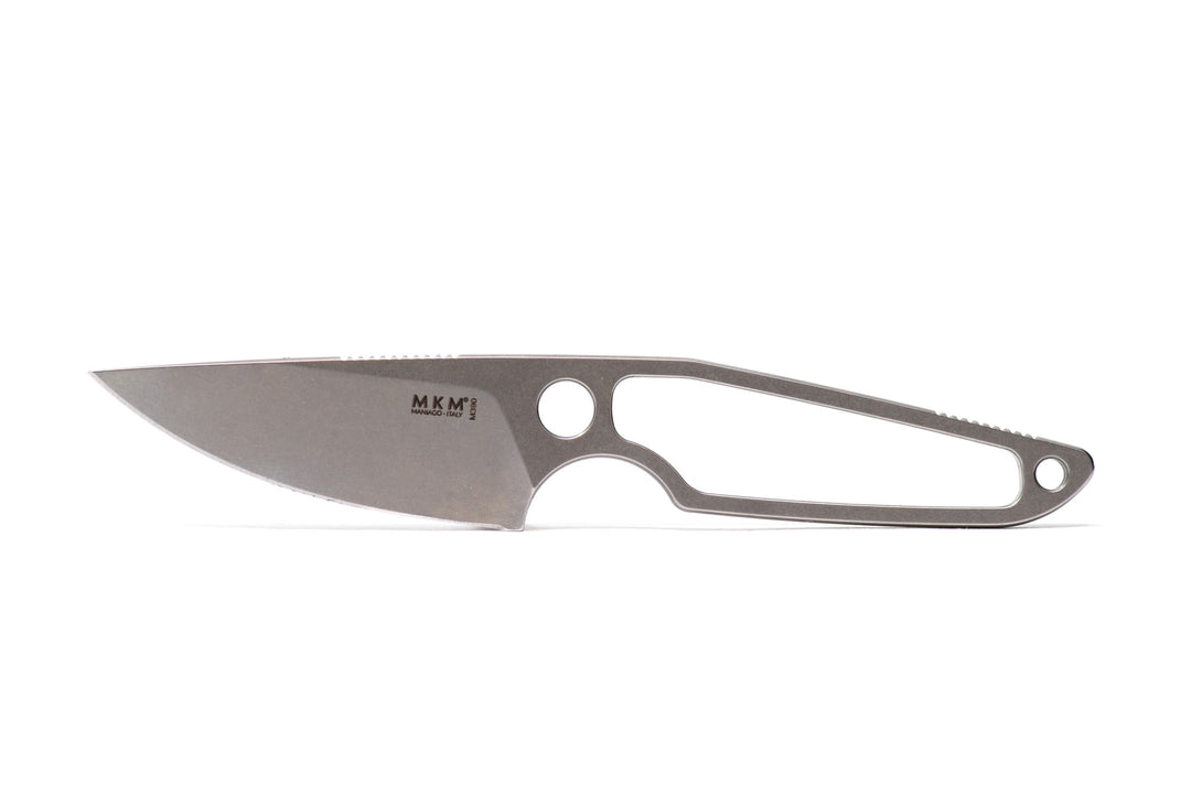 MKM MAKRO 1 Drop Point M390 Micarta Handle Fixed Blade Knife with Leather Sheath by Jesper Vox Skeleton