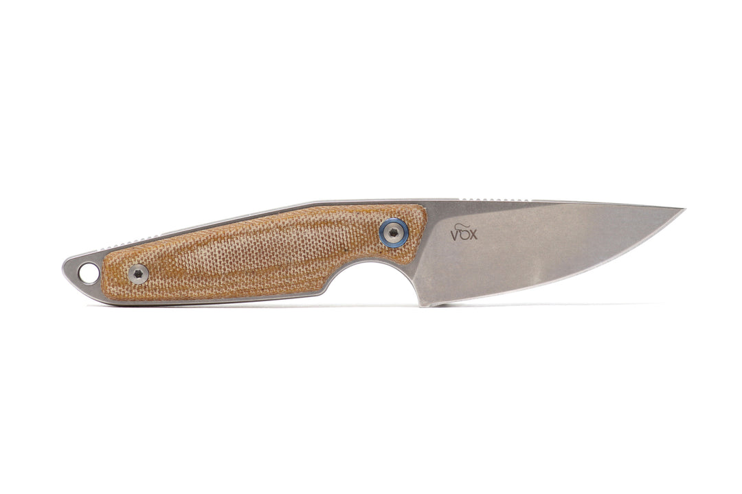 MKM MAKRO 1 Drop Point M390 Micarta Handle Fixed Blade Knife with Leather Sheath by Jesper Vox