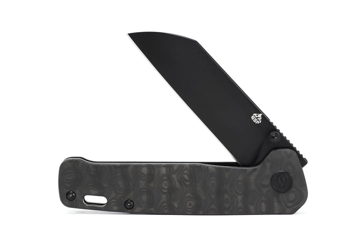Kaviso x QSP Penguin Black Marbled Carbon Fiber Folding Knife with S35VN Black Blade