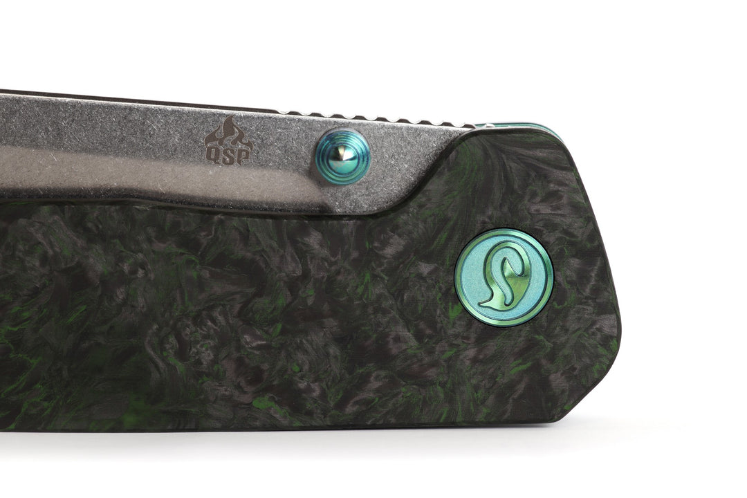 Kaviso x QSP Penguin Green Fat Carbon S35VN blade steel stonewashed EDC