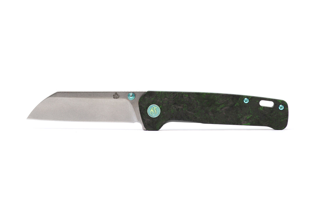 Kaviso x QSP Penguin Green Fat Carbon S35VN blade steel stonewashed EDC