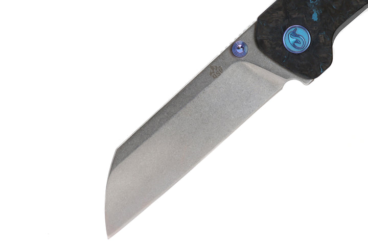 Kaviso x QSP Penguin Blue Fat Carbon S35VN blade steel stonewashed EDC