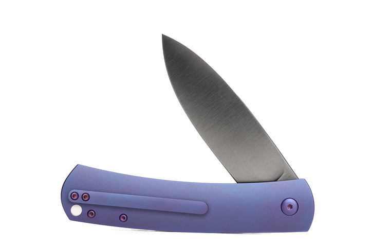 Kaviso x Laconico Keen CPM S35VN Folding Pocket Knife with Titanium Frame Lock with Flipper Tab Deployment Left Hand Purple