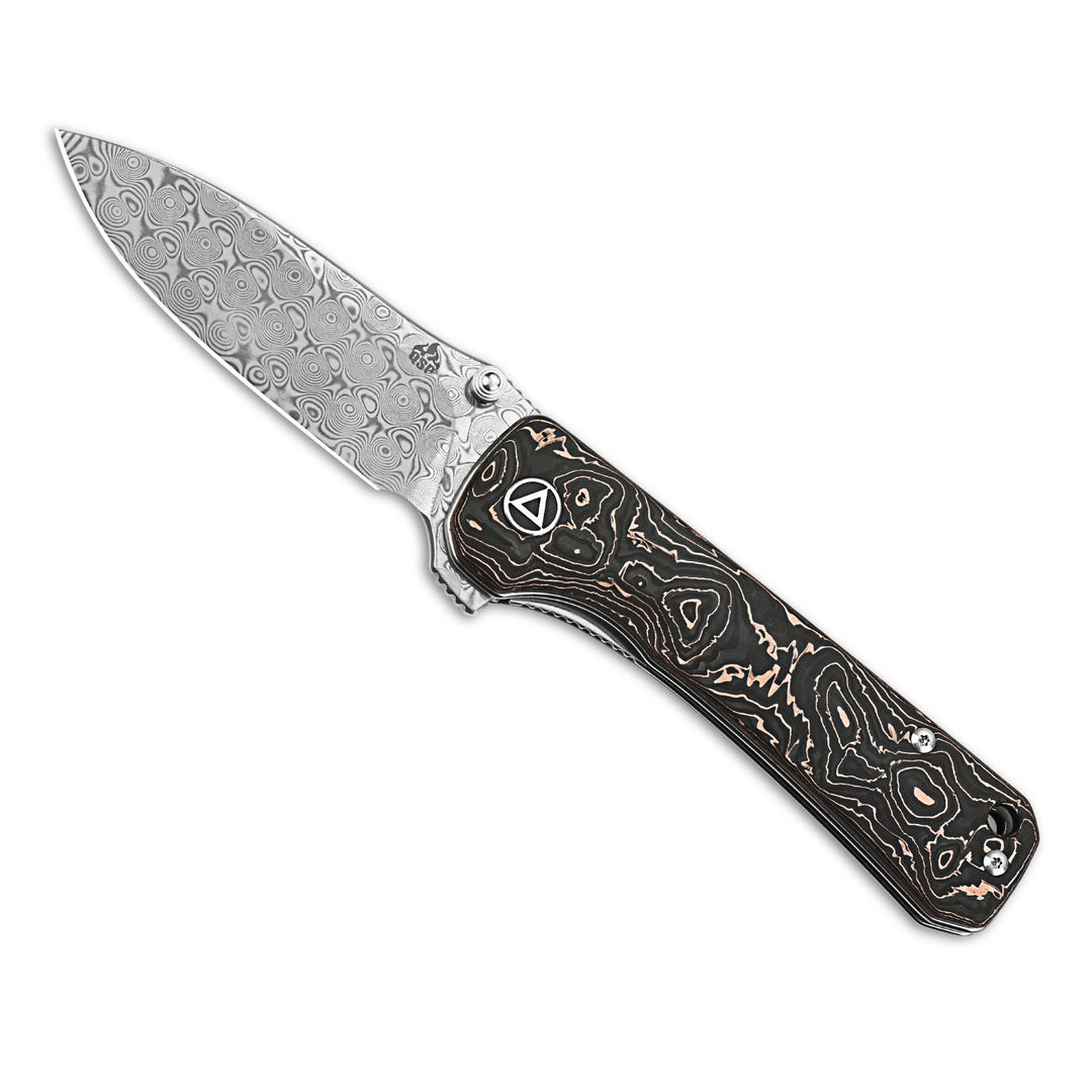 QSP Hawk Liner Lock Carbon Fiber Folding Knife (Damascus or S35VN Steel)