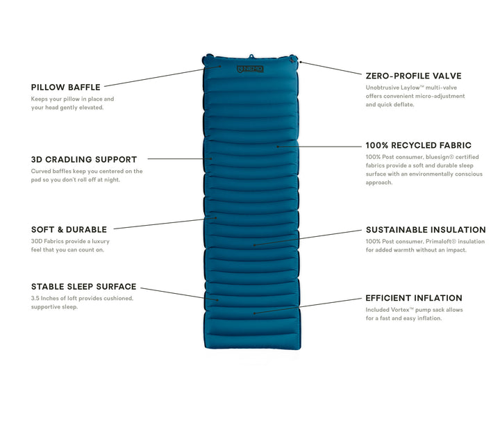 Nemo Quasar 3D Regular Sleeping Pad, Inflatable Air Bed for Camping, Ultralight, Backpacking, Bikepacking