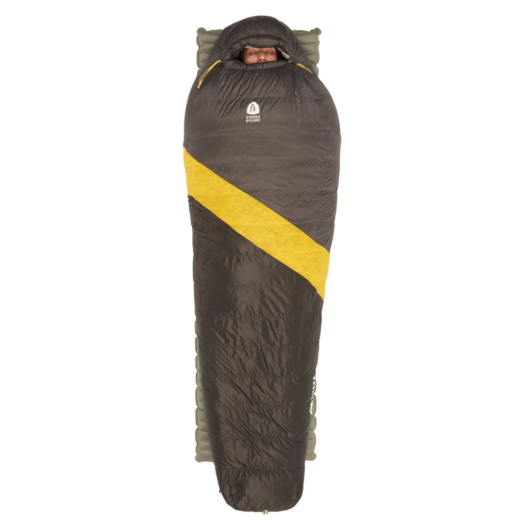 Sierra Designs Nitro Down Sleeping bag in 35 degree & 0 degree in regular or long bag sizes 15d ripstop nylon and 800FP PFC-free DriDown for ultralight backpacking, camping, hiking