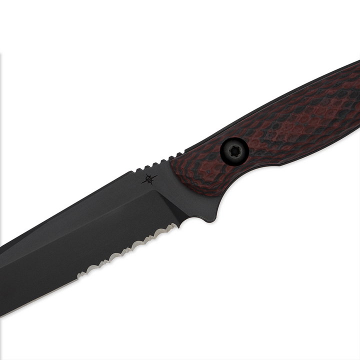 Toor Knives Serpent Fixed Blade Knife in Venom color. Tactical Blade with Sheath and Tanto grind in cpm3v steel and G10 Handle