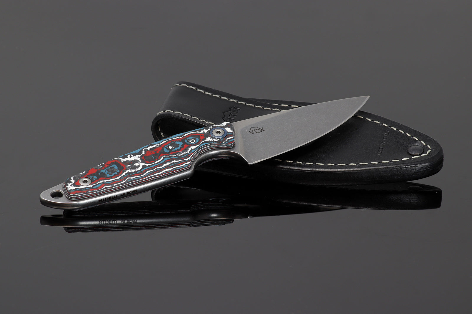 Kaviso x MKM Makro Drop Point Fixed Blade Knife with Fat Carbon Nebula Scales and M390 Stonewashed Blade by Jesper Vox