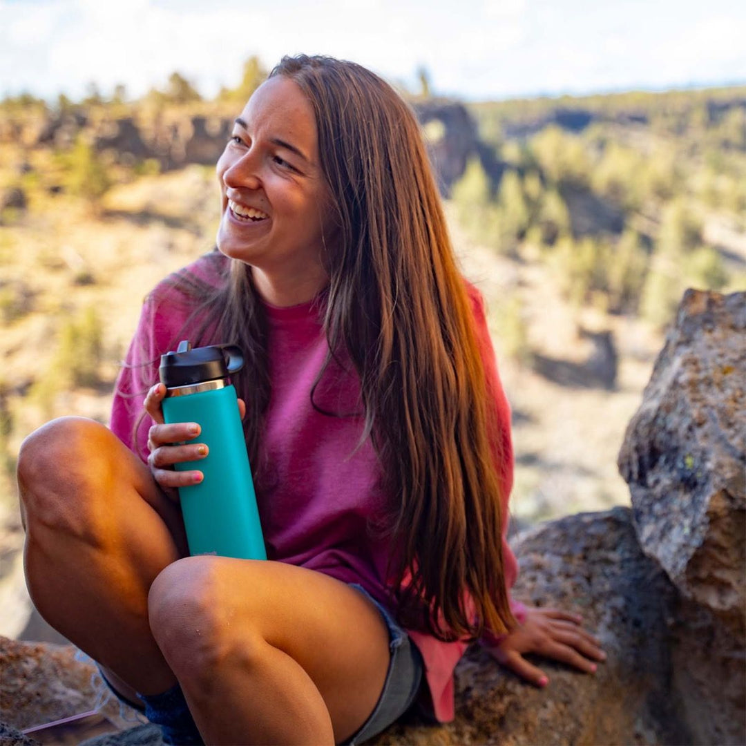 24 oz Wide Mouth Water Bottle w/ Flex Straw Cap