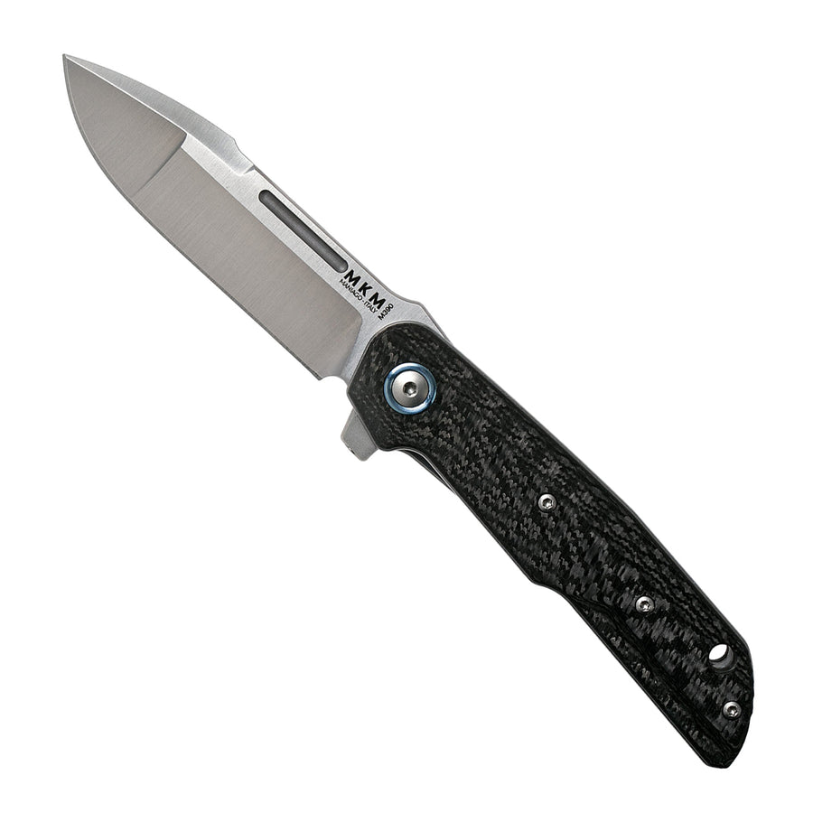 MKM Clap Titanium Linerlock Bohler M390 Satin Folding Knife Bob Terzuola Carbon Fiber